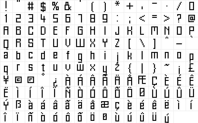 FFF Alaska Regular  glyph index
