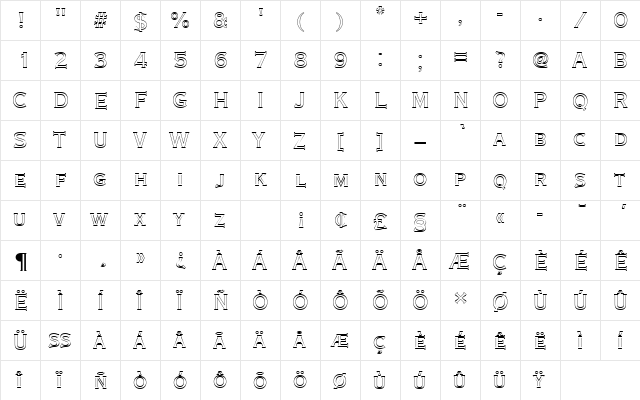 CopperplateTMedConOu1 Regular  glyph index