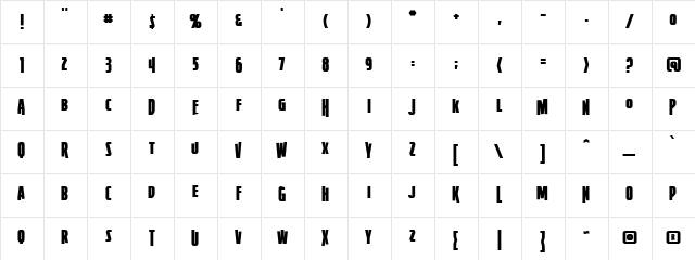Firepower BB Regular  glyph index