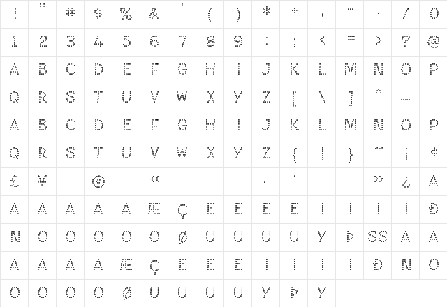 Paltime Dot  glyph index