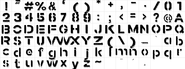 Stamped Navy Font Shadow Regular  glyph index