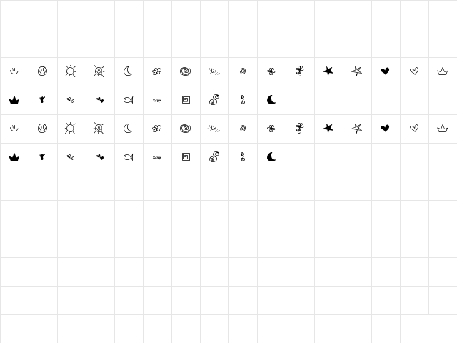 MTF Doodle Regular  glyph index