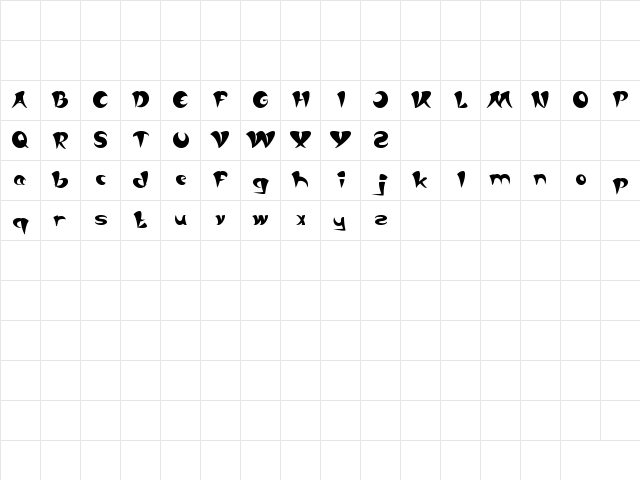 ASIA PACIFIC Regular  glyph index