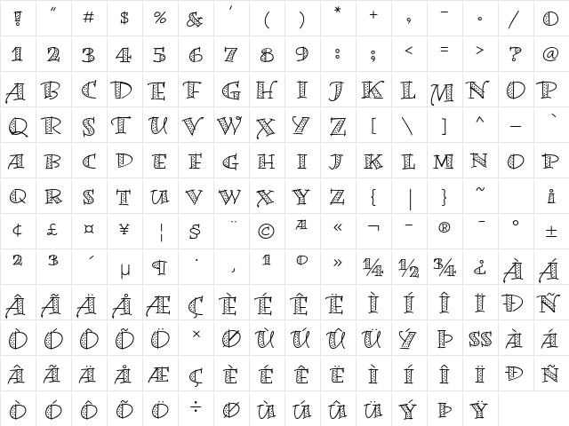 Bermuda LP Std Dots  glyph index