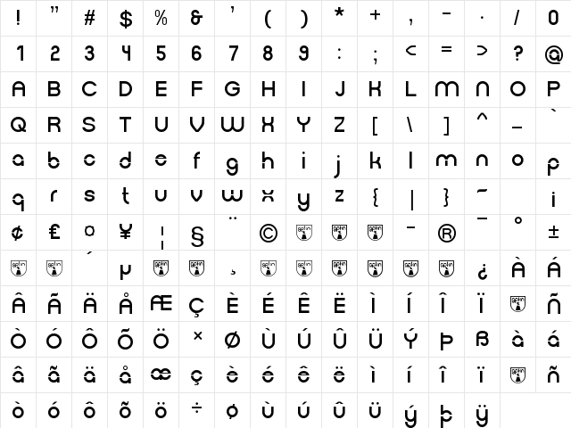 gpkn Regular  glyph index