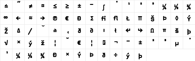 MagdaClean Medium  glyph index