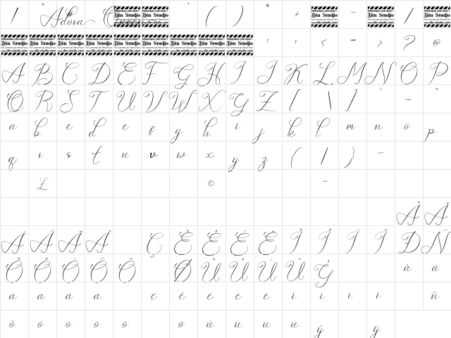 Adora Queen Personal Use Regular  glyph index