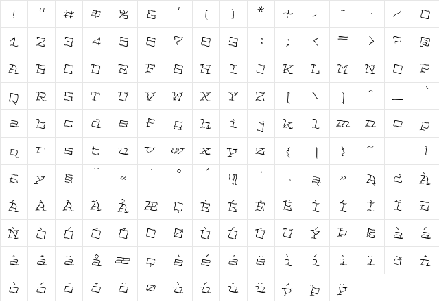 NoPainRight Regular  glyph index