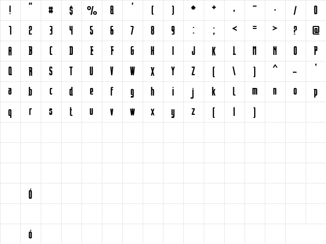 Opeln2001 Regular  glyph index