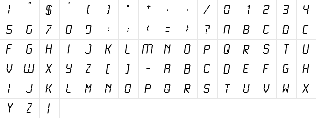 LCD Normal  glyph index