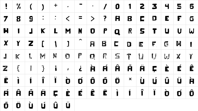 Thereza Regular  glyph index