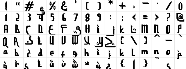 Sparkling Khufis Regular  glyph index