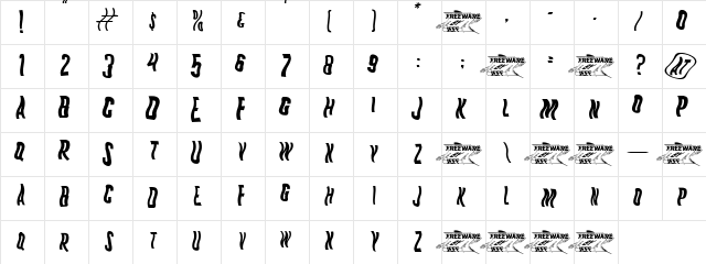 K.P. Duty Wave JL Regular  glyph index