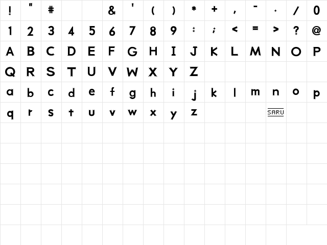 week (sRB) Regular  glyph index