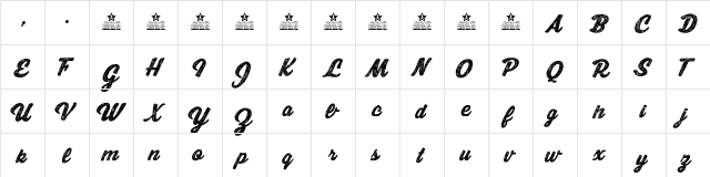 Moon Walker Personal Use Regular  glyph index