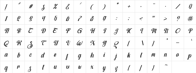 Javassoul Italic Regular  glyph index