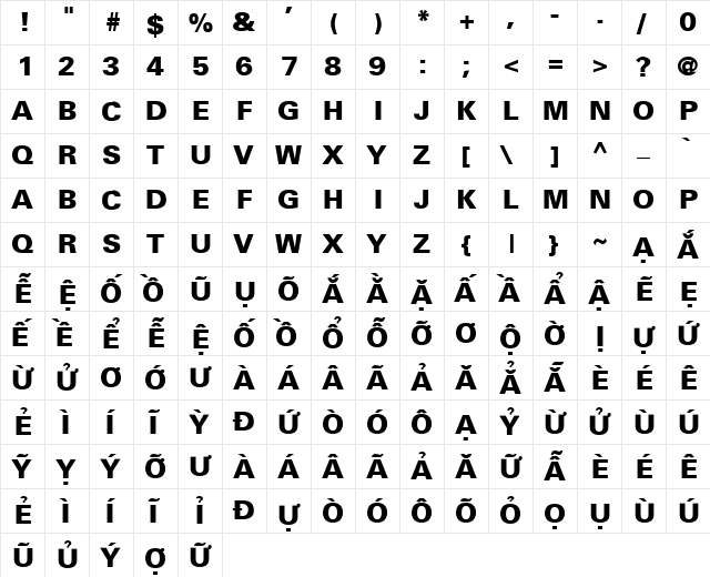 VI Thuoc Duoc Hoa Normal  glyph index