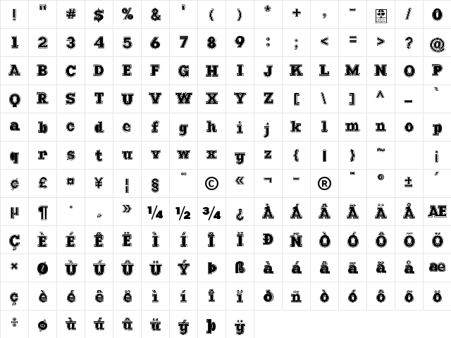 Manti Slab College Demo Regular  glyph index