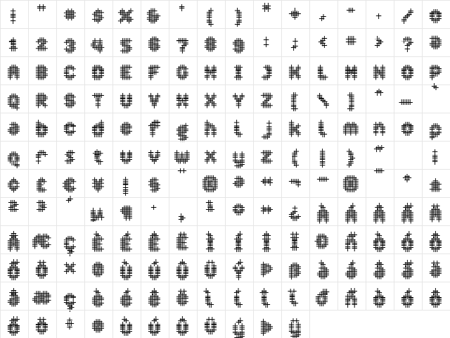Overcross SemiBold  glyph index
