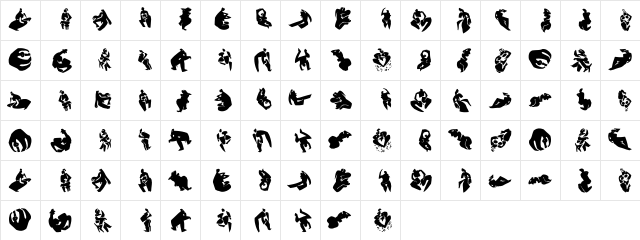 NudesTwo Regular  glyph index