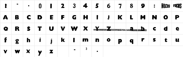 HOCUS FOCUS Bold  glyph index