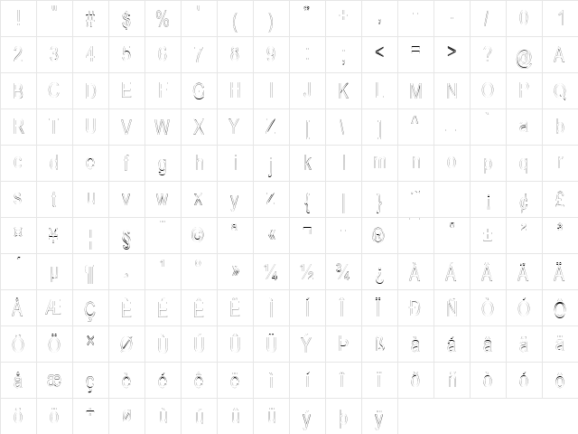 Vermicelli 1 Regular  glyph index