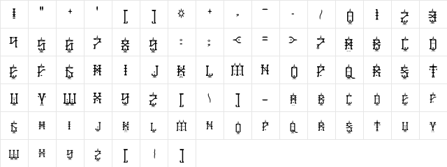 BabyJeepers Regular  glyph index