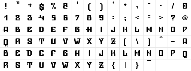 Vice Presidente Regular  glyph index