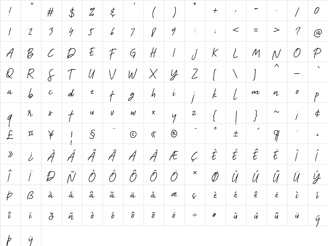 The Bouquet List Regular  glyph index