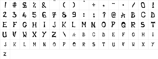New Regular  glyph index