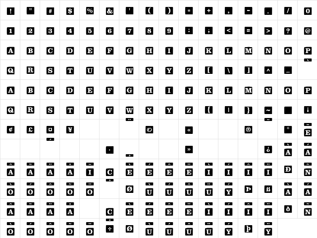 P22 ToyBox BlocksSolid Regular  glyph index