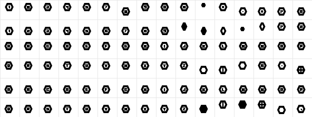 HeXkEy Regular  glyph index