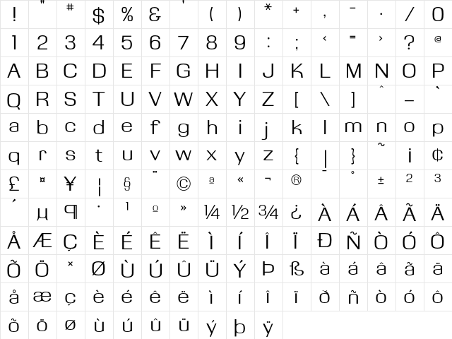 KasseFLF Regular  glyph index