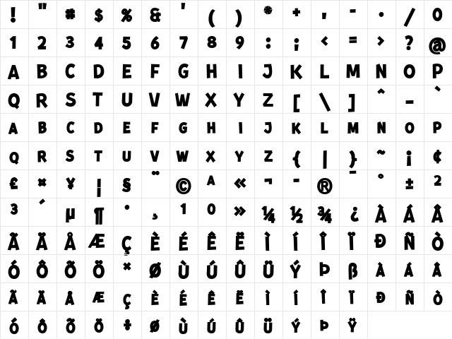 Kurri Island Caps Black Regular  glyph index
