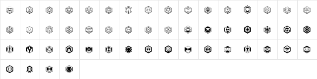 Hexagons Regular  glyph index
