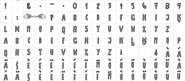 JMH Escamas White Regular  glyph index