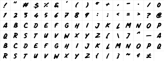 Comic Panels Regular  glyph index