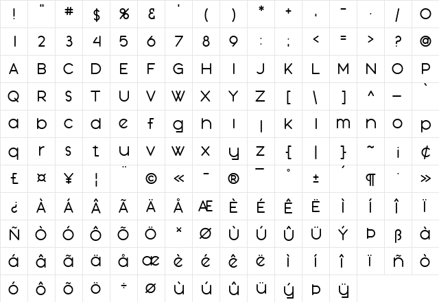 SF Orson Casual Medium Regular  glyph index