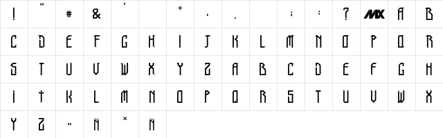 Tribo Regular  glyph index