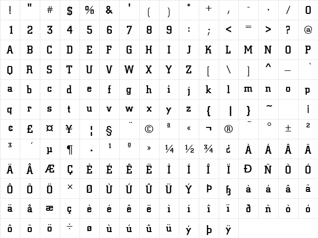 Village Square Regular  glyph index