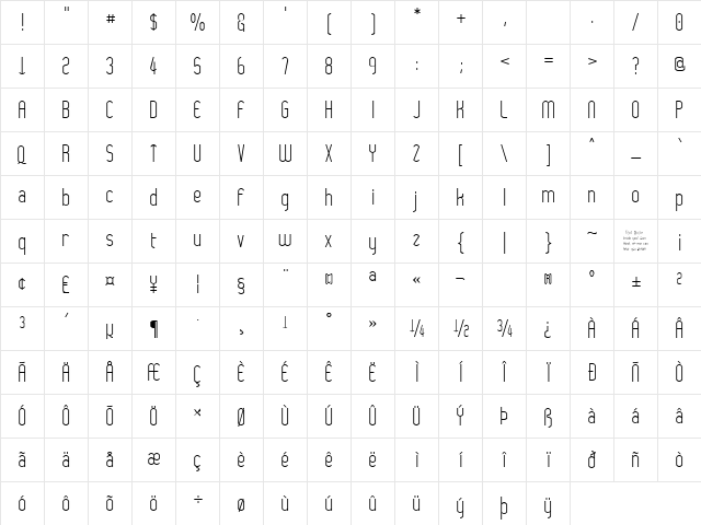 Wytherness Regular  glyph index