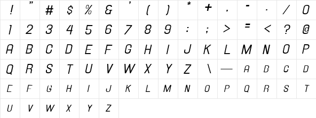 Hallandale Sm. Caps It. JL Regular  glyph index