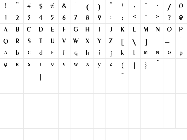 PeigMed Medium  glyph index
