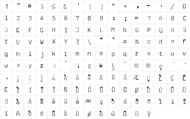 Magda Medium  glyph index