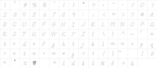 DN Manuscript Dots Arrows Regular  glyph index