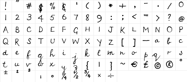 Shelton Regular  glyph index