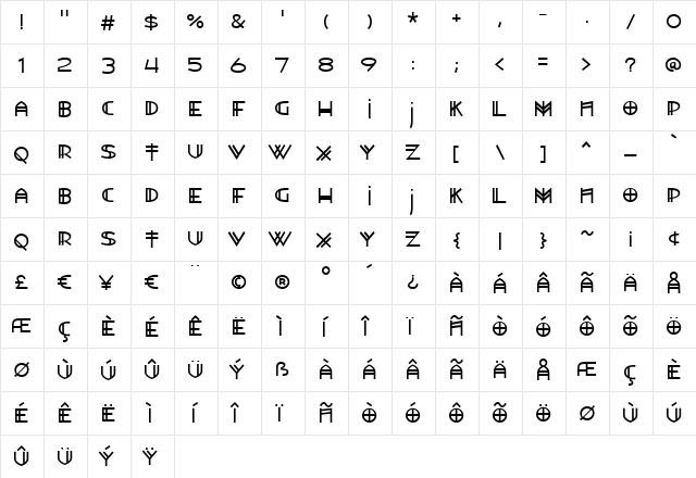 Watertown Alternate Regular  glyph index