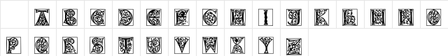 101! Queen Anne Display CapZ Regular  glyph index