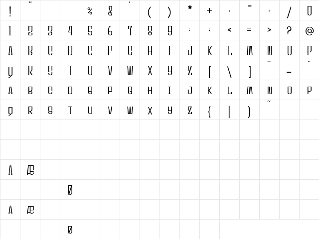 Ultrasonik Regular  glyph index