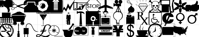 Business/Industrial Dingbats Regular  glyph index